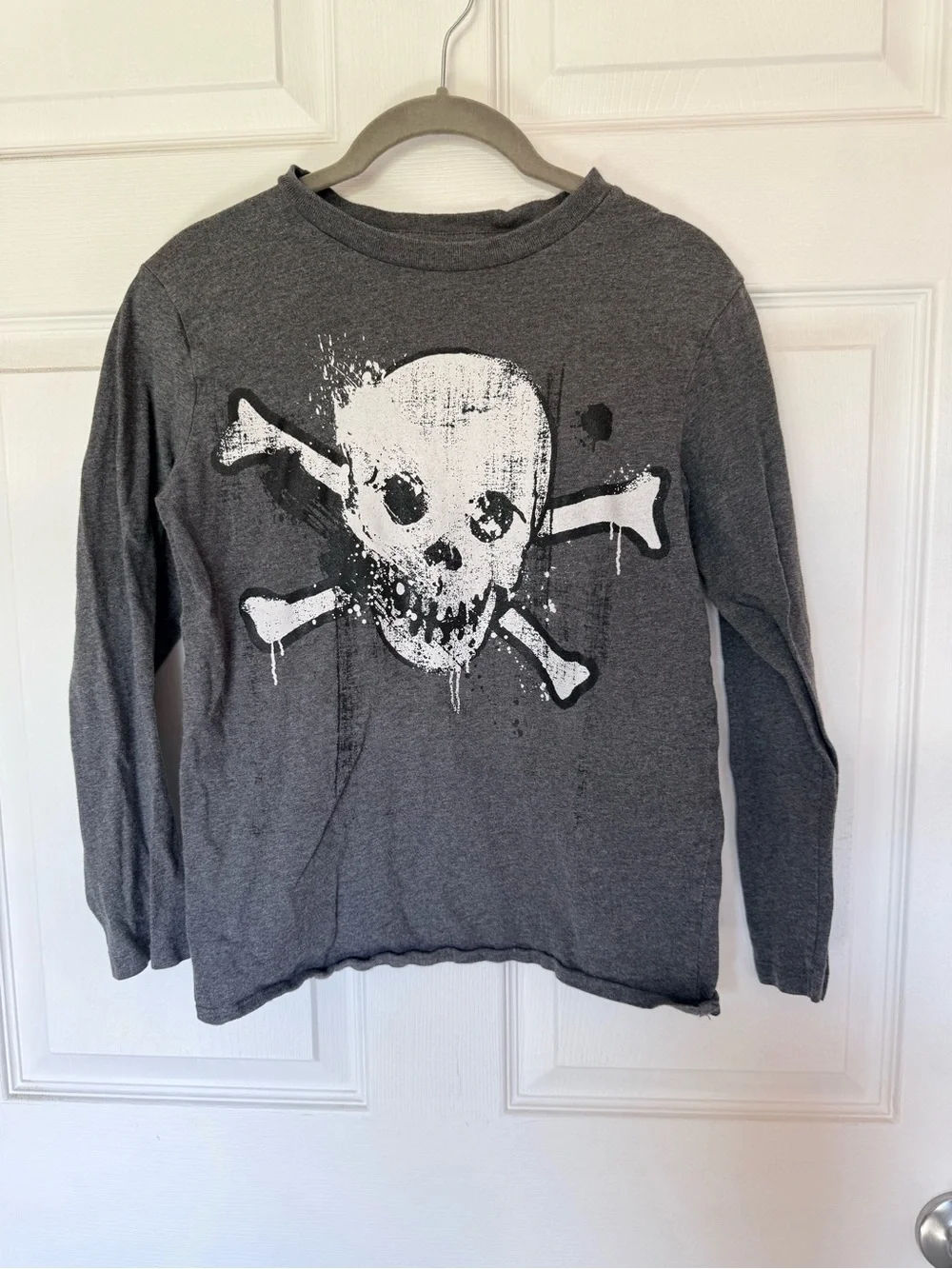 Children's Place Boys' Skull Graphic Long Sleeve/Short Tee - Halloween SZ 10/12